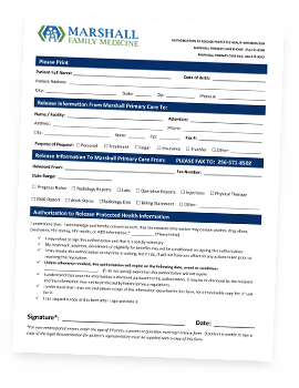 Marshall Family Medicine Medical Release Form